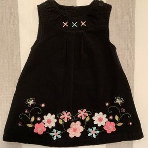 🌸Sweet Heart Rose Black Corduroy Dress